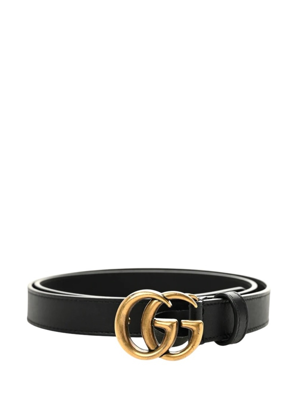 Gucci Black Gold 20mm Double G Buckle Belt